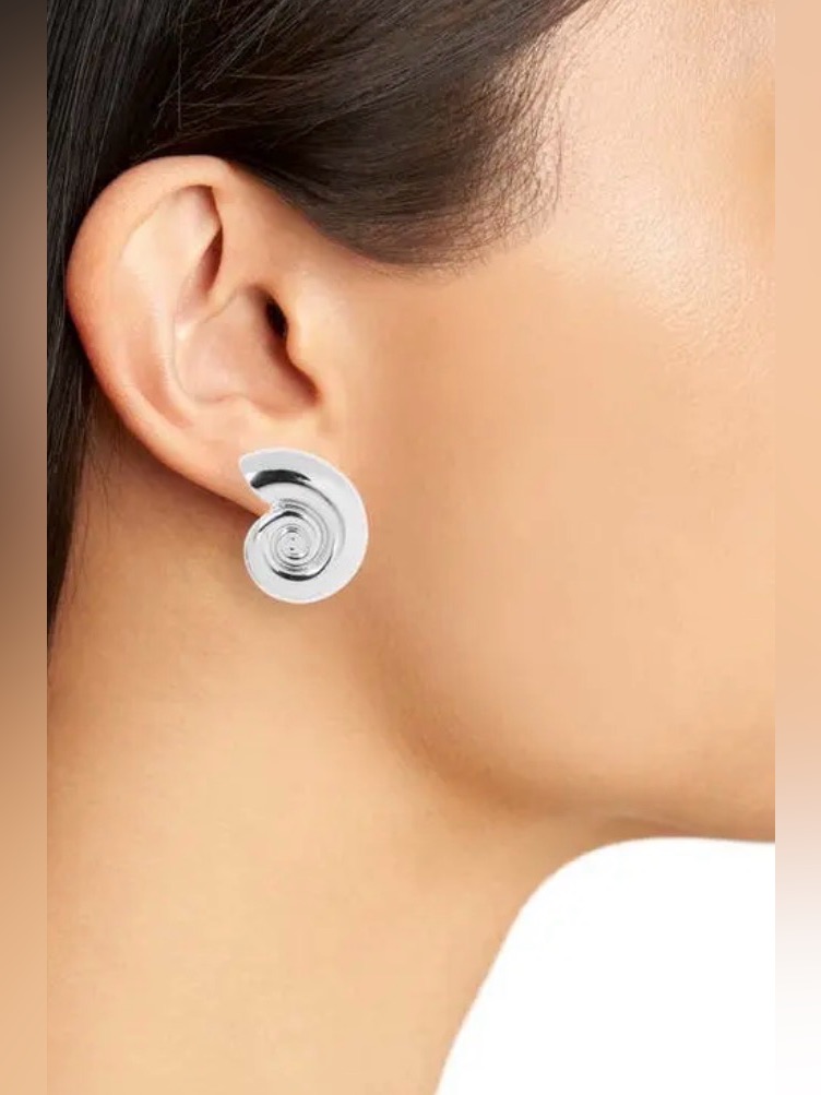 Nwt Open Edit Shell Stud Earrings - Rhodium 25msrp 25$